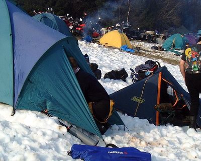 Tents up